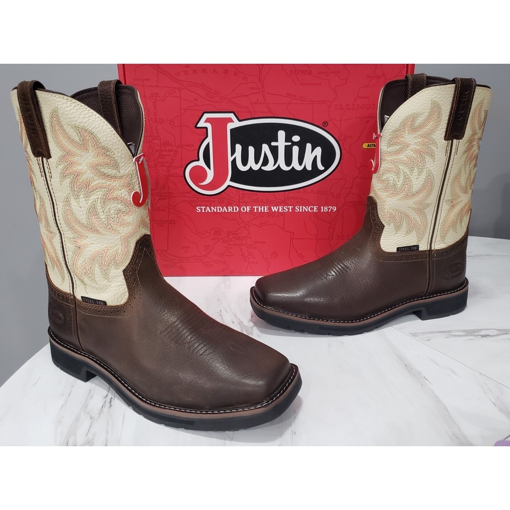 STEEL TOE BOOT 12EE Justin Driller Copper Water Buffalo Western‎ WorK COWBOY